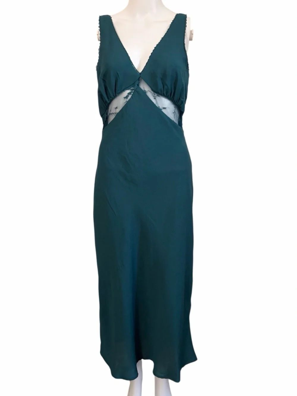 Wild Fable Women's Teal Lace-Trim Slip Dress Size XS